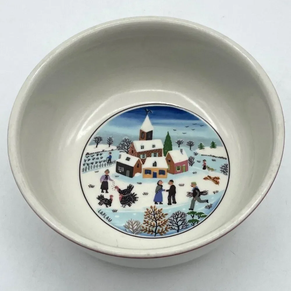 Villeroy & Boch Cereal Bowl Naif Christmas G Laplau Red Trim Soup Salad 5